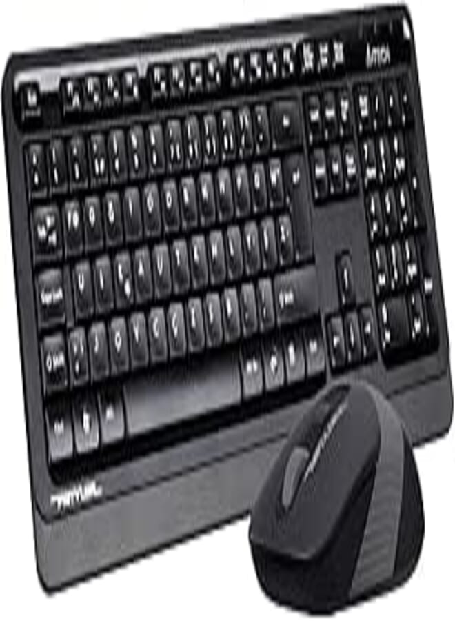 A4Tech FG1010 Wireless Keyboard & Mouse Combo - Arabic & English - Comfortable design - Stable 2.4GHz USB Wireless - Ergonomic - Long Battery life - Gray - Effortless Typing